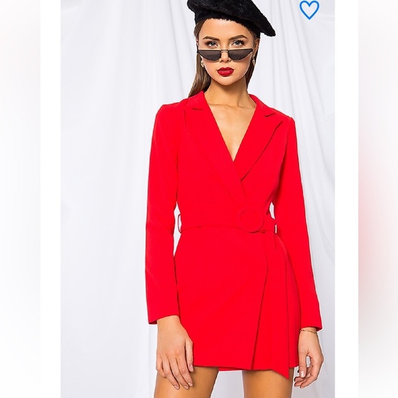 Superdown Joan Belted Blazer Dress in Red - Picture 1 of 11